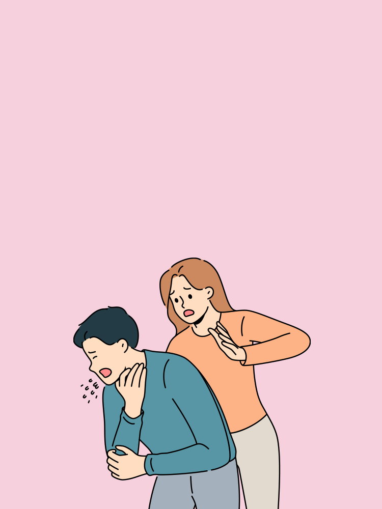 숨을 쉴 수가 없어요. 기도 폐쇄 타이틀 배경 이미지