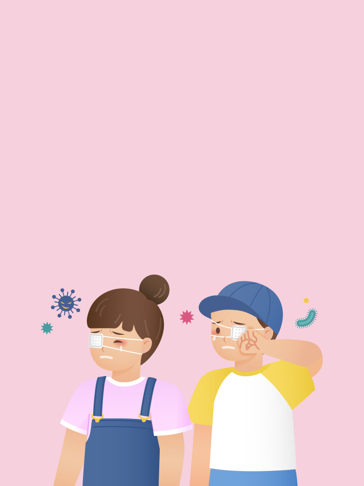 눈을 만지거나 비비지 않아요! 유행성 눈병 타이틀 배경 이미지