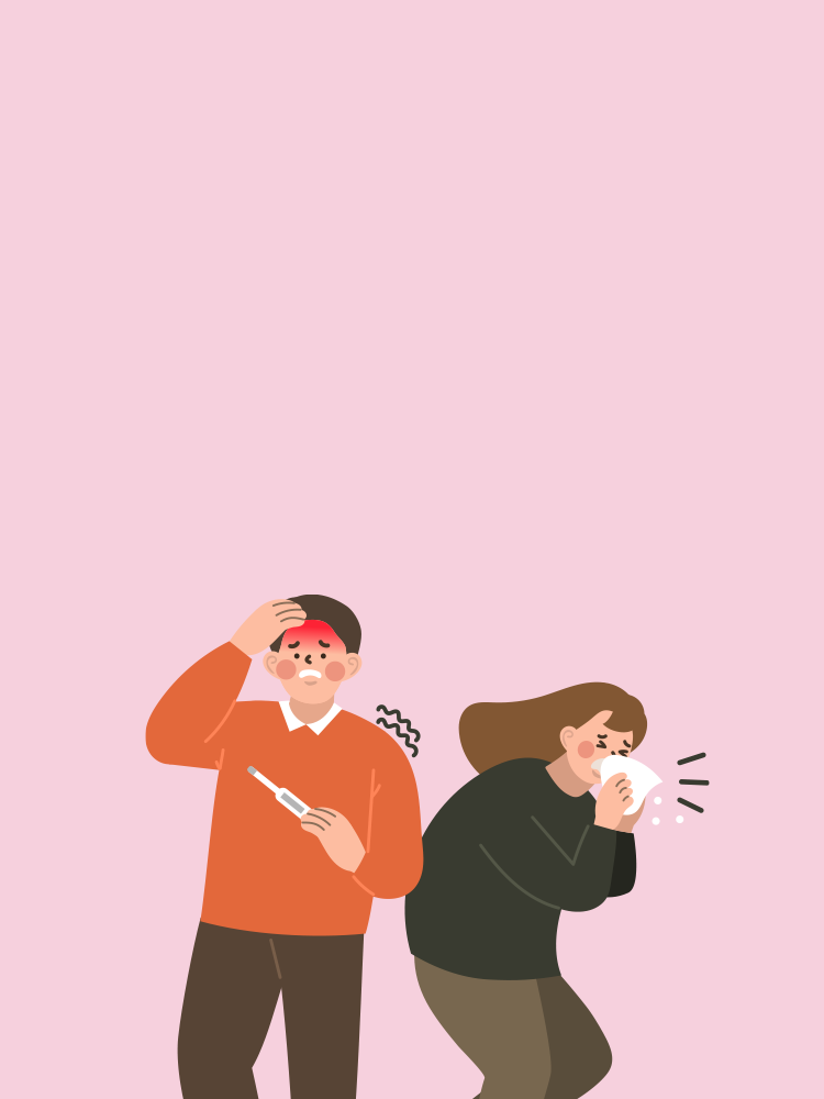 열이 나고 기침이 계속 되나요? 호흡기감염병 타이틀 배경 이미지